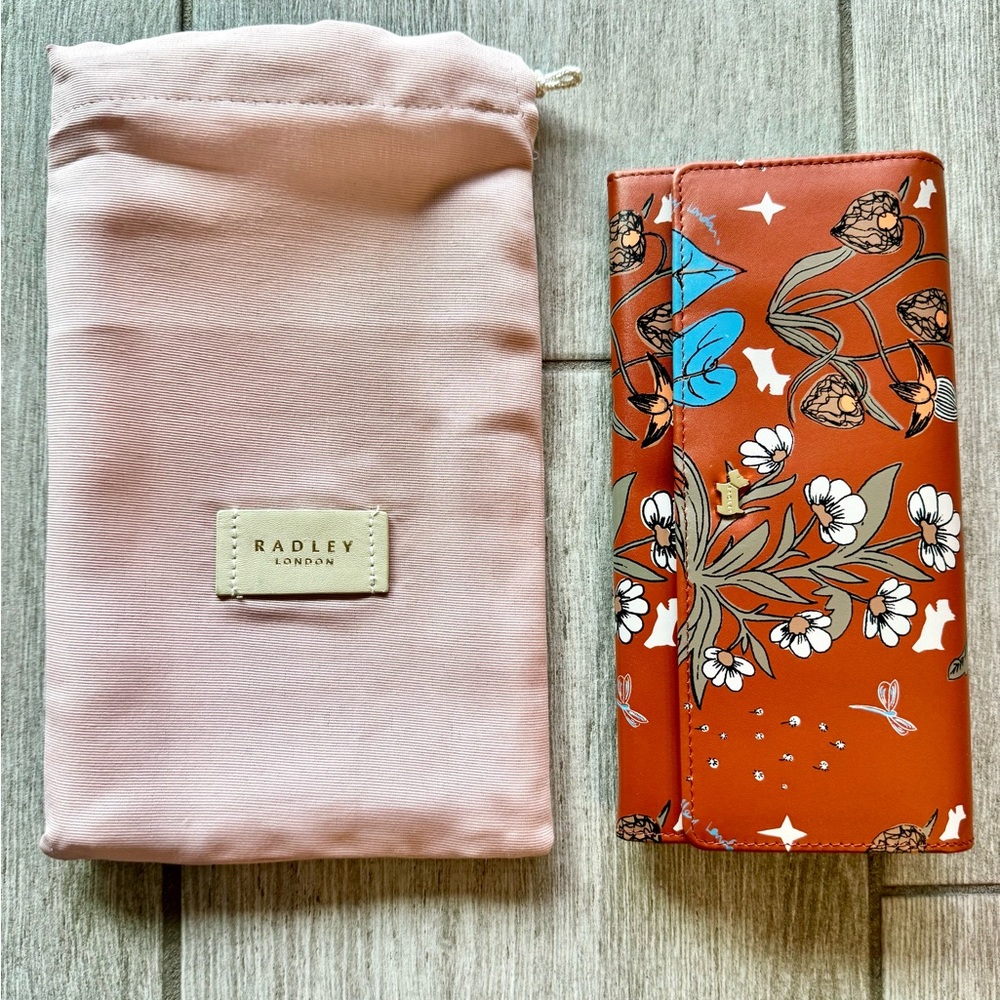 Radley London Orange Floral Wallet with Pink Dust Bag